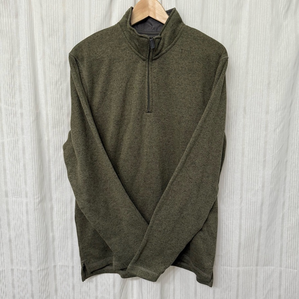 EUC🌟 Men’s Wrangler Olive Green Quarter Zip Sweater Relaxed Fit